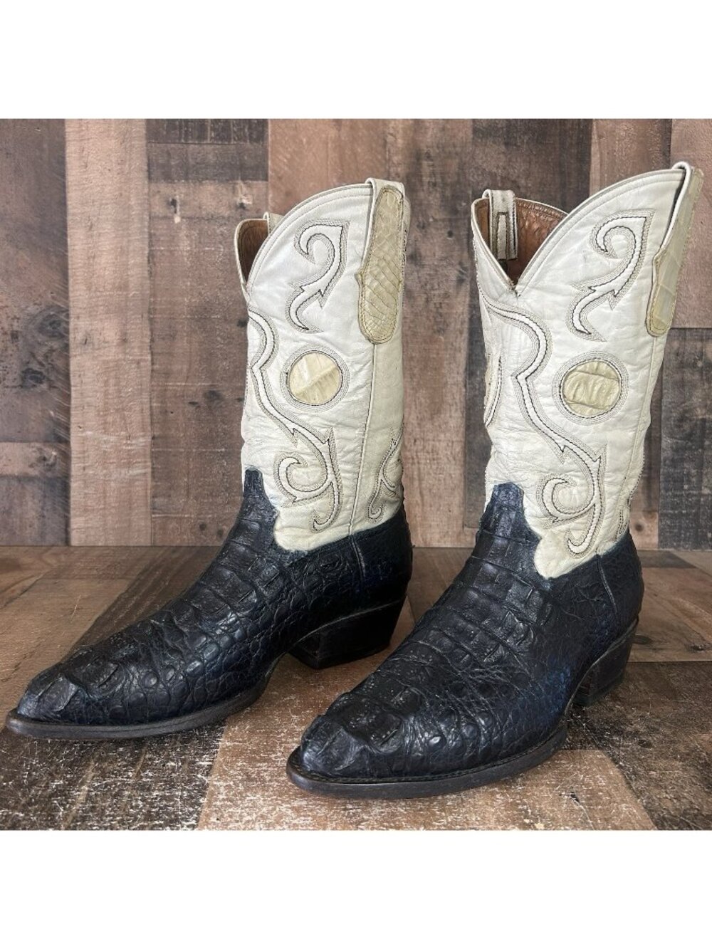 Dos De Oro Blue Caiman Western Cowboy Boots Mens 9